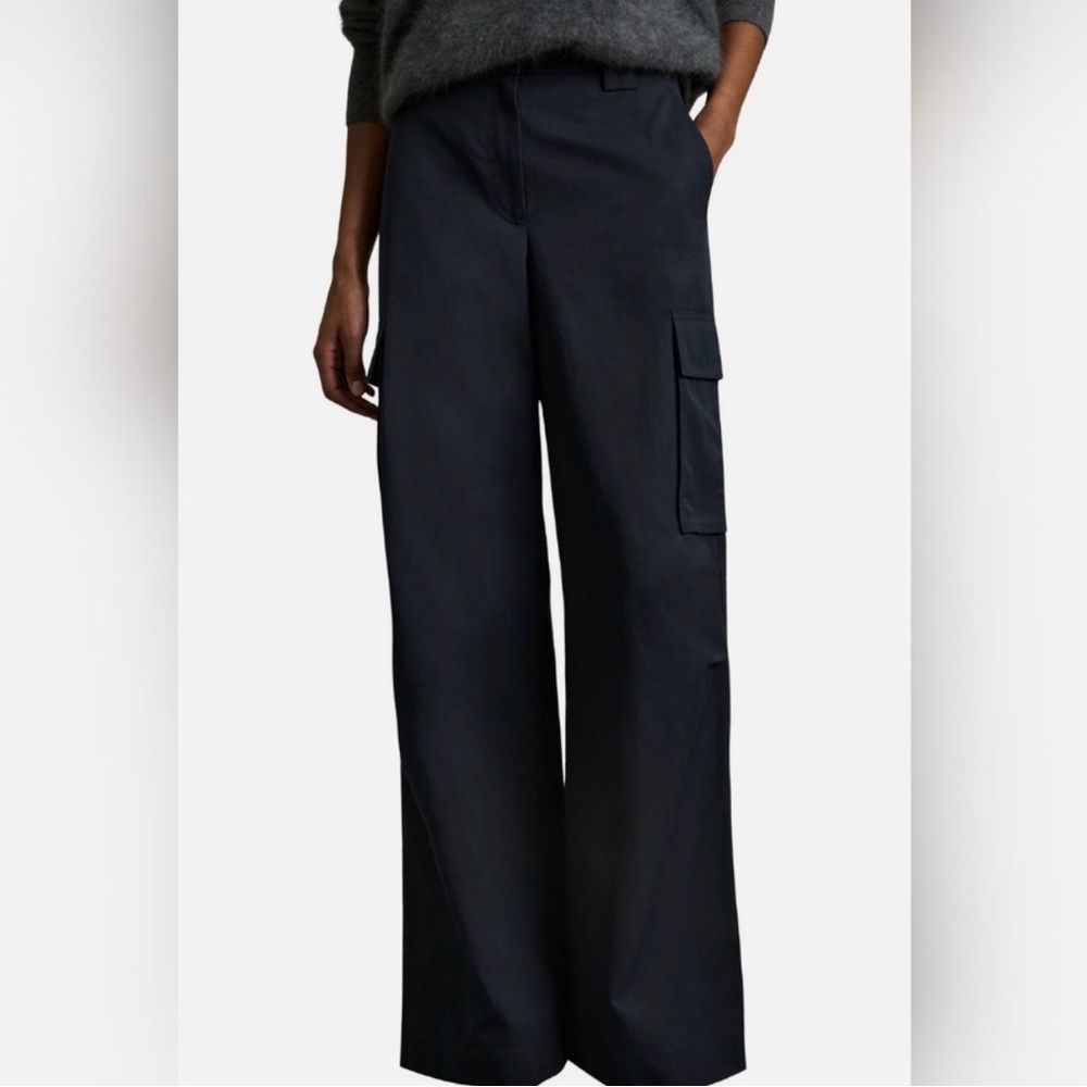 Reiss Navy Wide-Leg Cargo Pants